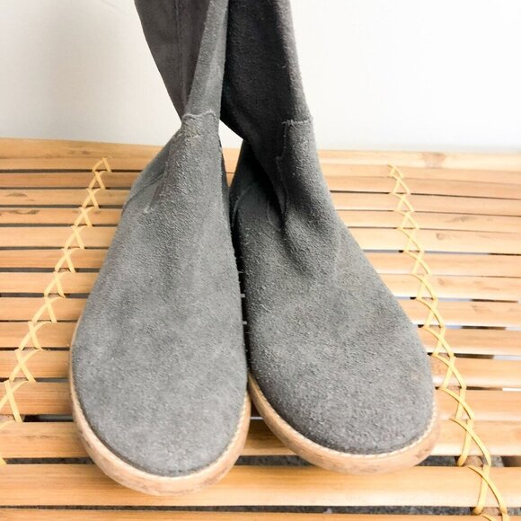 Jeffrey Campbell Gray Suede Mid Calf Booties 37 Low Heel Womens - Picture 4 of 8
